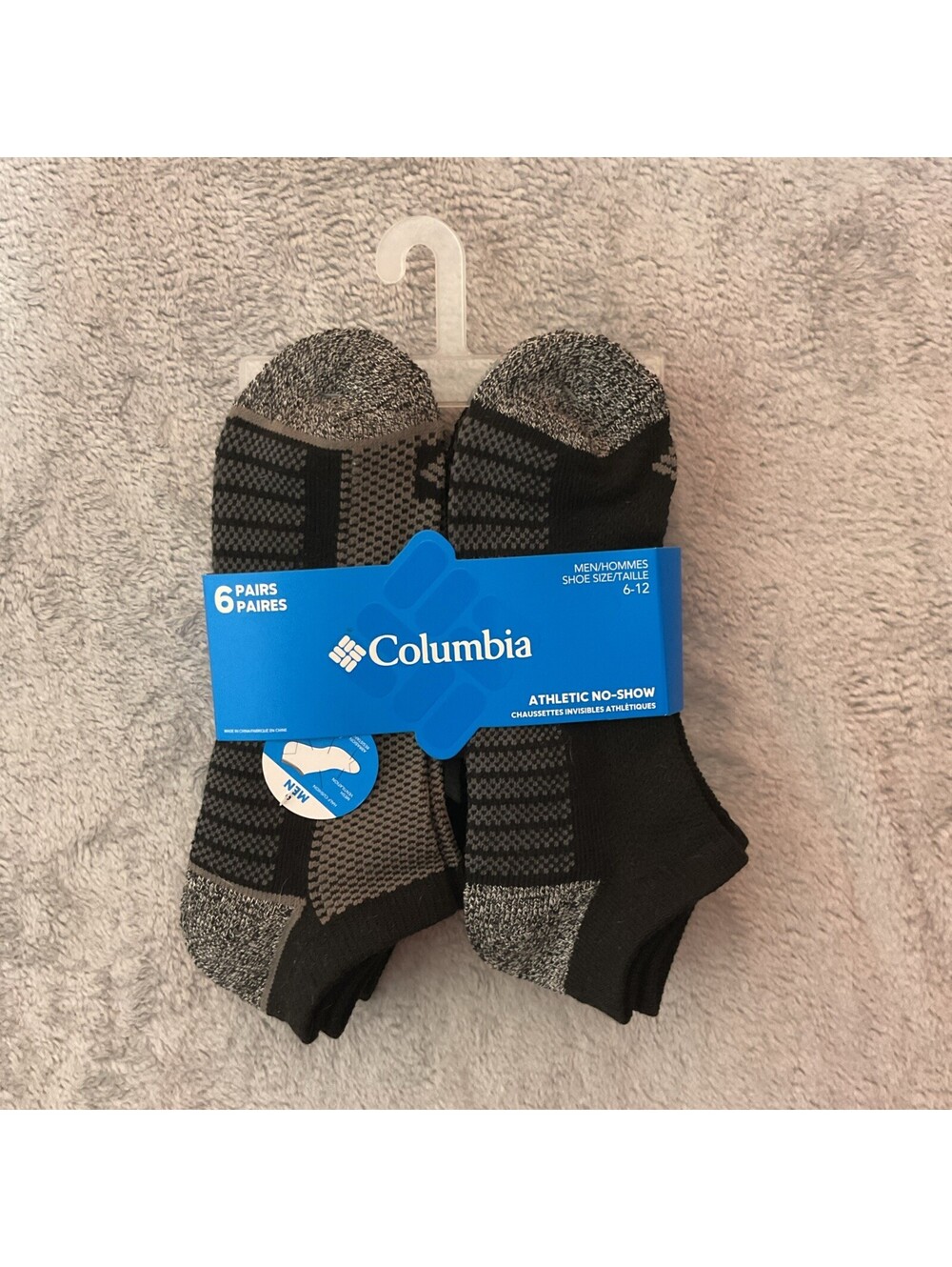Columbia Mens socks 6 pair no show sport socks shoe size 4-10 Black